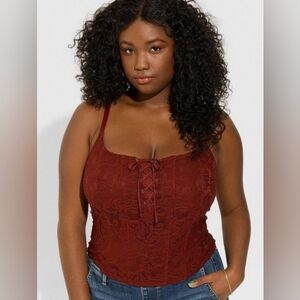 Torrid Lace Corset Crop Top 2x Burgundy